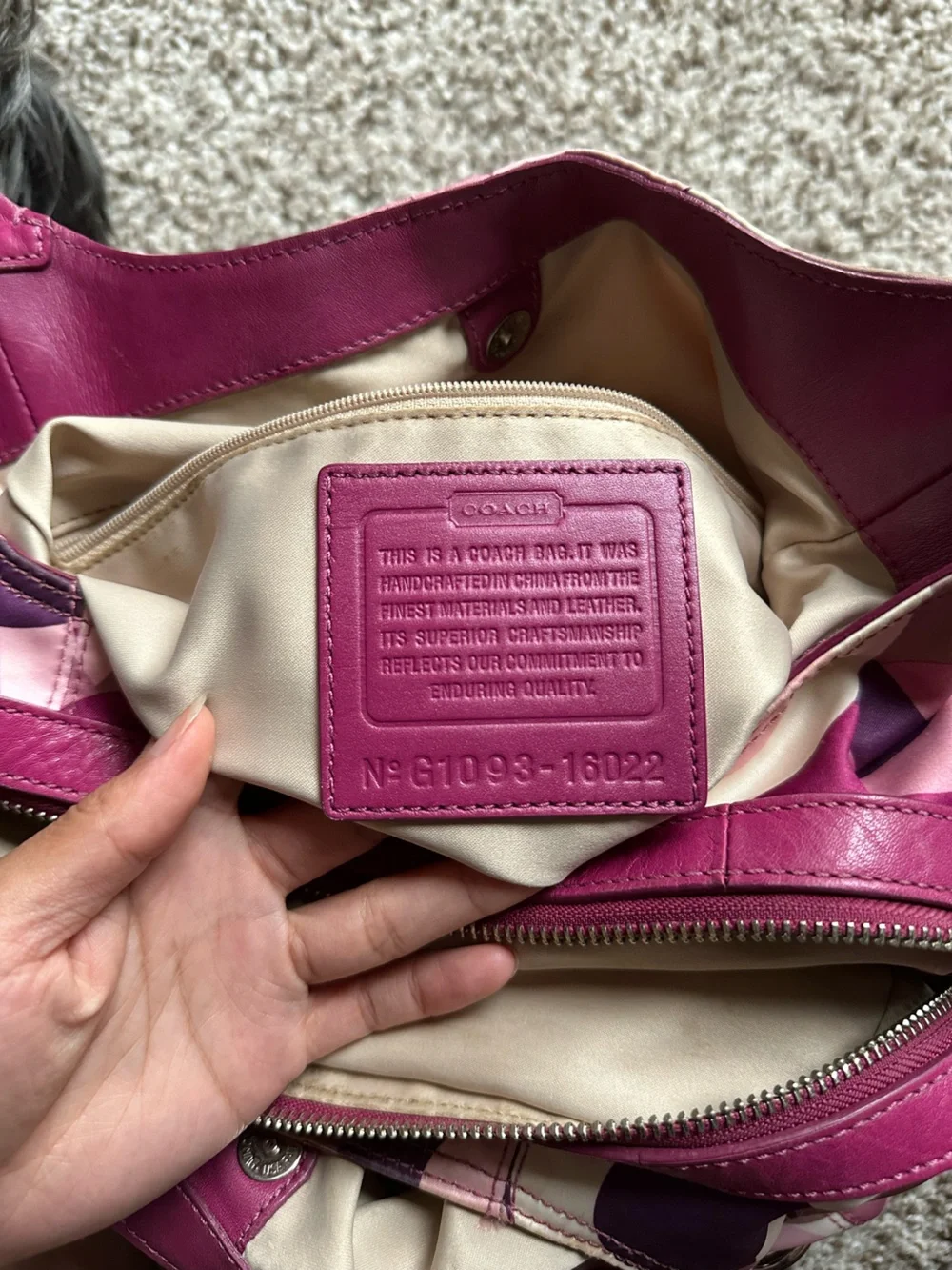 Coach Pink and Purple Signature Circle-Print Hobo Bag